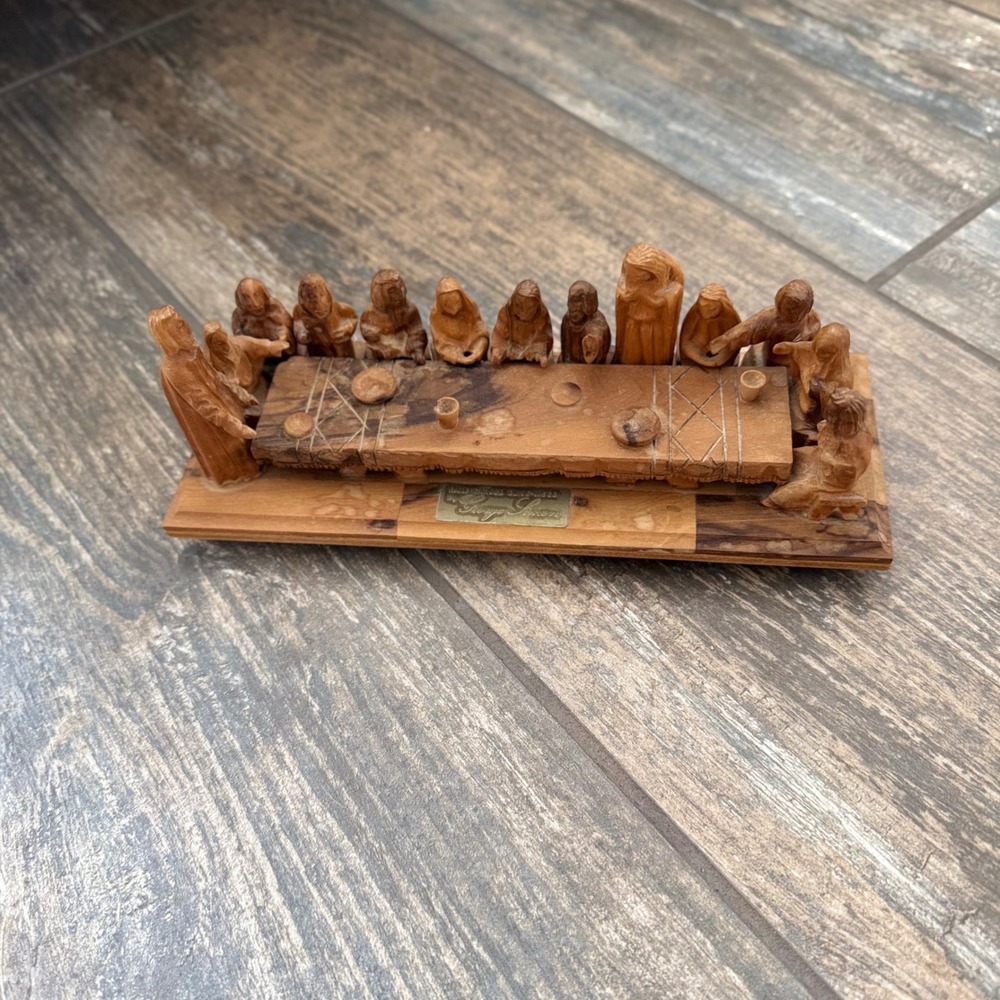 The Last Supper Hand Carved Olive Wood George Simon Figurine Decor Christian